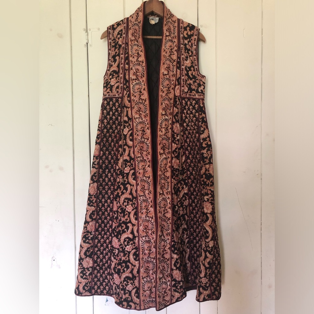 STUNNING Vintage Longline Vest in Indian Block Print